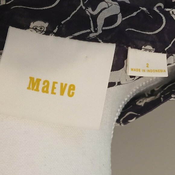 Maeve Animal Print Semi-Sheer Popover Blouse Eggplant Purple Size 2 - Picture 8 of 8